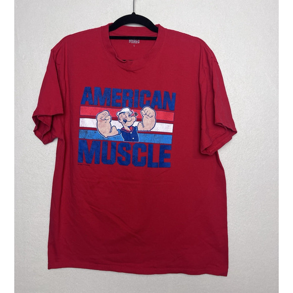 American Muscle Popeye Red Short Sleeve Size Large Brisco Brands - Picture 1 of 5